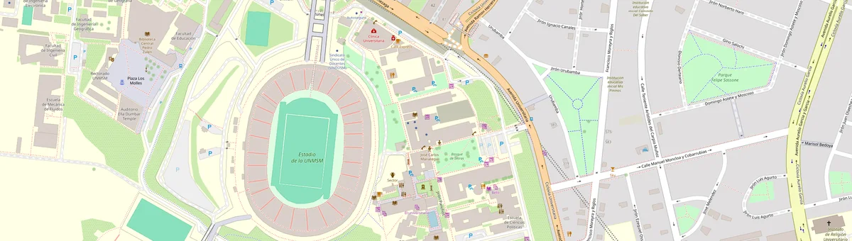Mapa de la Ciudad Universitaria de la UNMSM con la ubicación de la Facultad de Letras y Ciencias Humanas